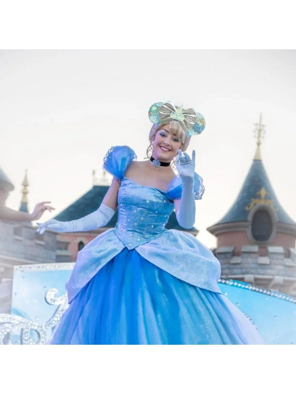 Women Blue Castle Sequin Halloween Mickey Mouse Headband for Cosplay